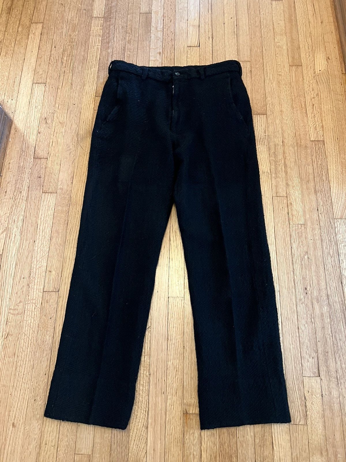 image of Comme Des Garcons x Comme Des Garcons Homme Plus Comme Des Garçons Homme Netted Wool Trousers in Bl