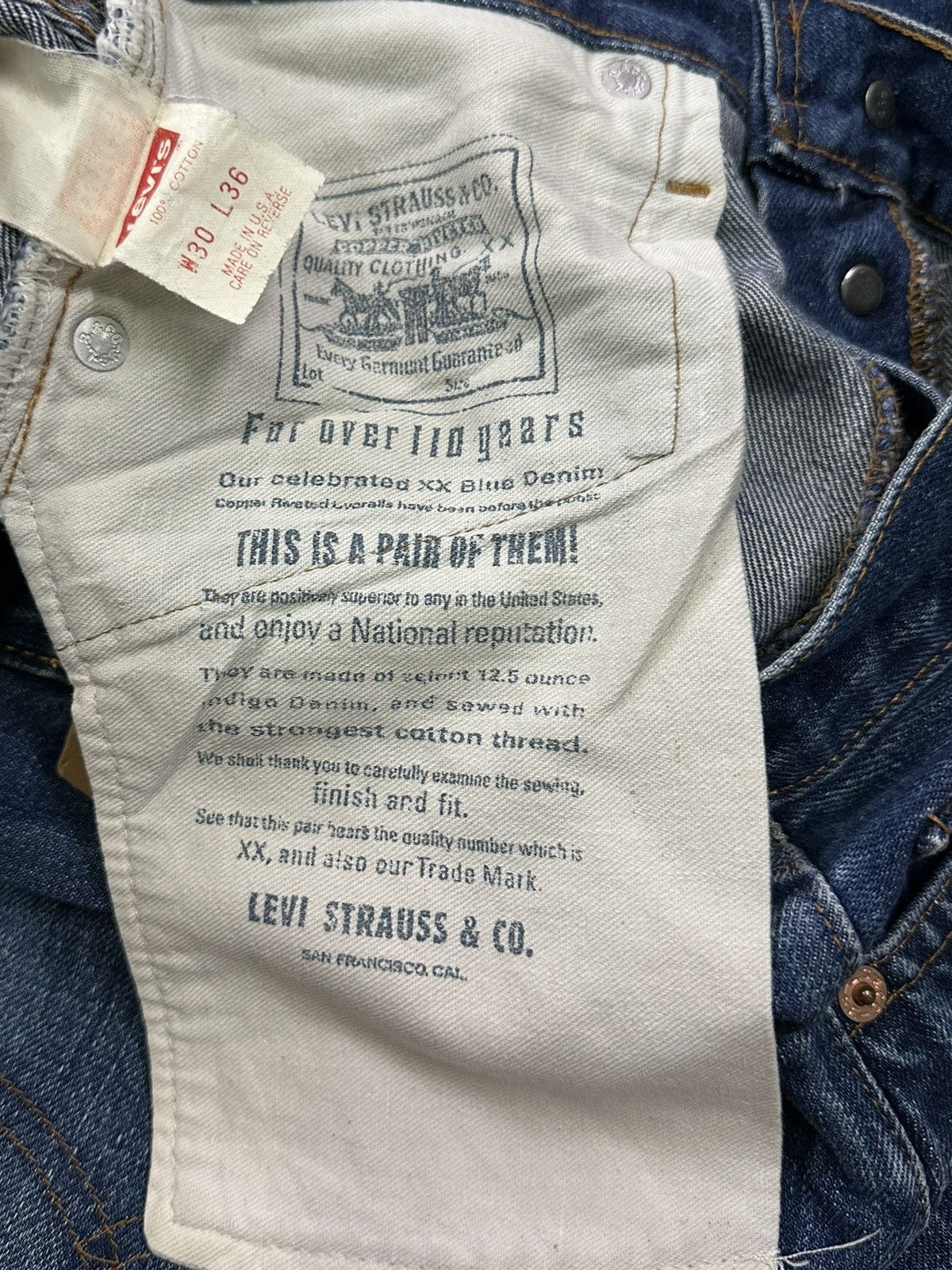 Levi's Vintage Clothing VINTAGE LEVIS 501 BIG E 110 YEARS ANNIVERSARY USA SELVEDGE Size US 29 - 9 Thumbnail