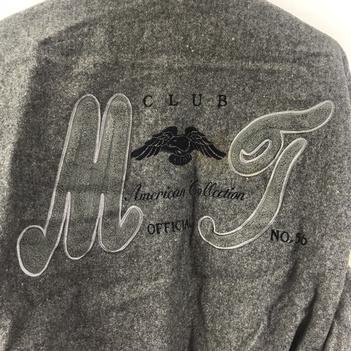 Vintage MEN'S TOMA Embroidered Logo Grey Varsity LeatherJacketBomber Size US L / EU 52-54 / 3 - 2 Thumbnail