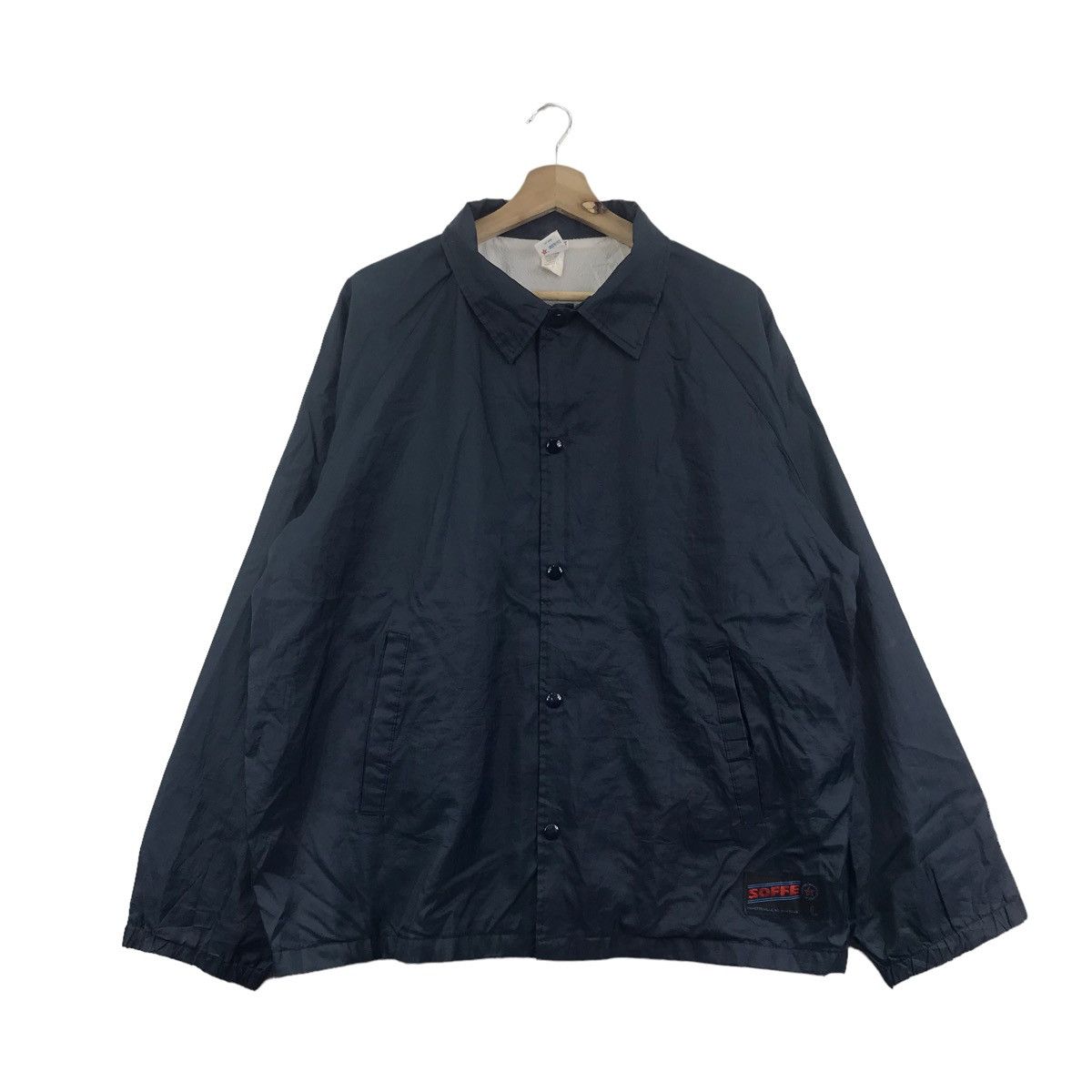 Vintage Vintage 90s SOFFE JACKETS Navy Windbreaker Coach Jacket Size US L / EU 52-54 / 3 - 1 Thumbnail