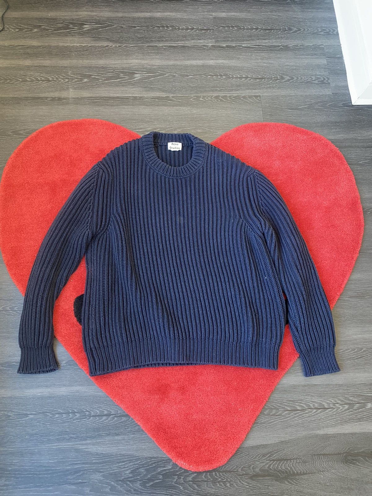 image of Acne Studios Knitted Sweater in Navy, Men's (Size Large)