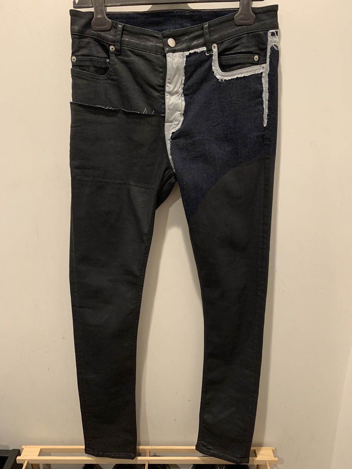 image of Rick Owens Sample Waxed Tyrone Denim in Black, Men's (Size 31)