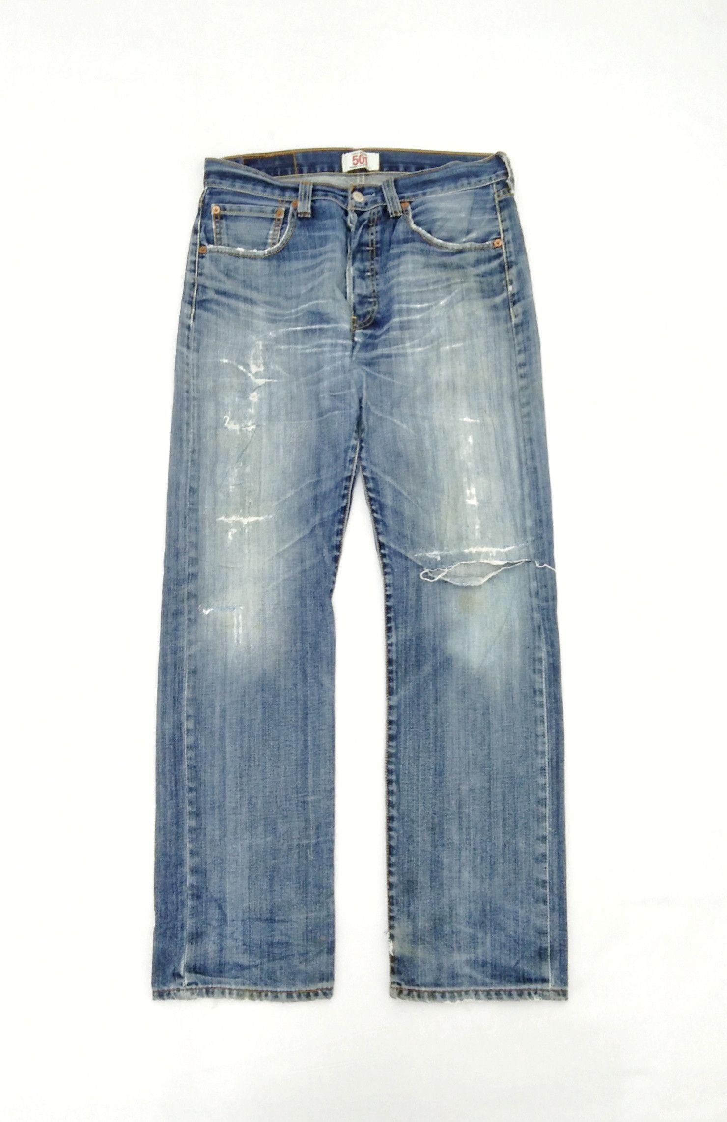 Image of Levis x Vintage Levi's 501 Washed Distressed Jeans 31X31 in Faded Blue, Men's