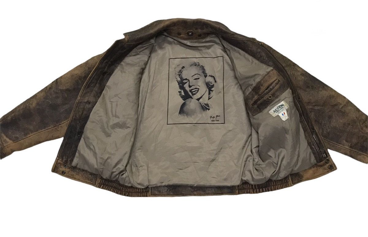 Les Artists × Vintage Vintage 80s Marilyn Monroe brown trucker leather jacket Size US M / EU 48-50 / 2 - 1 Thumbnail