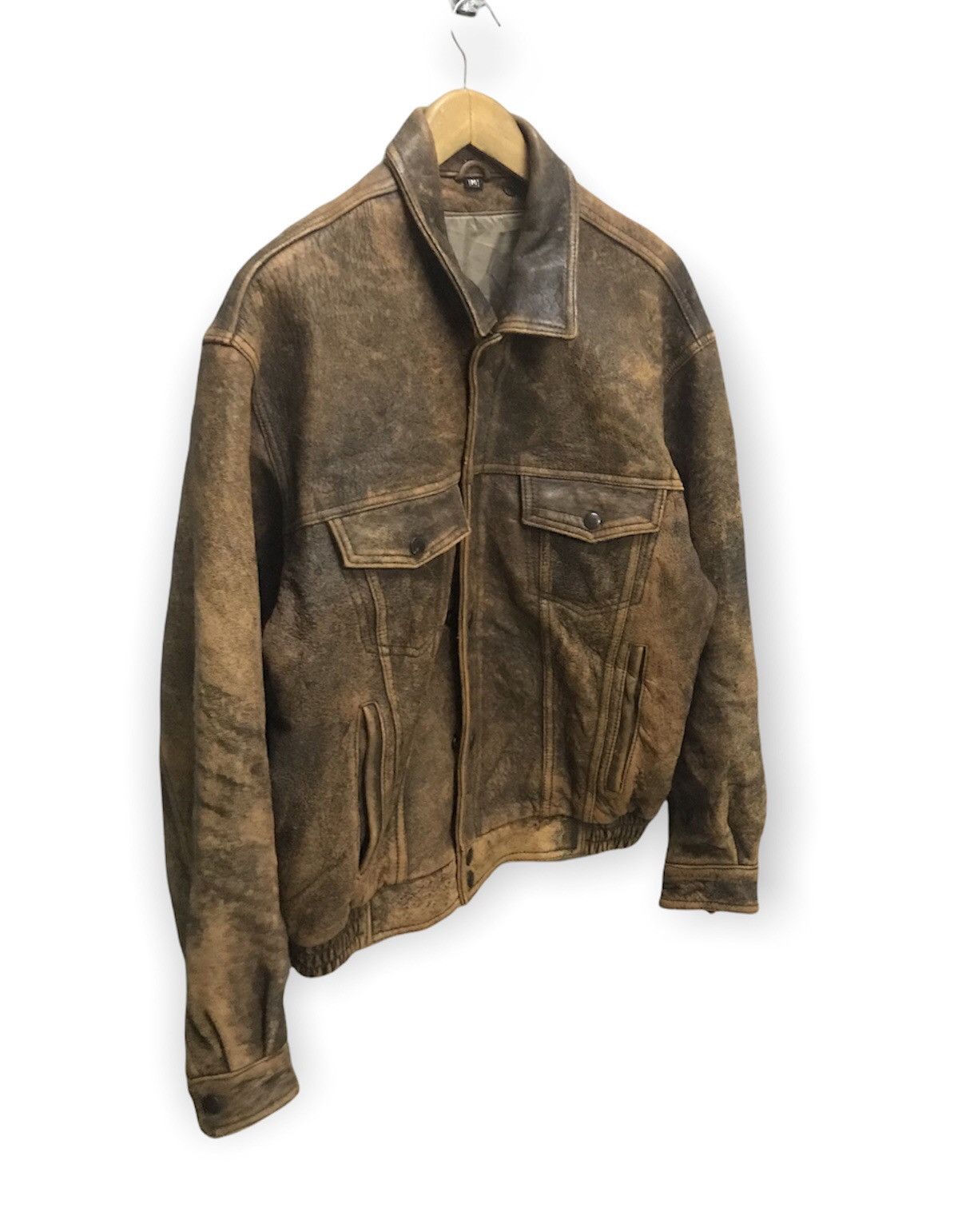 Les Artists × Vintage Vintage 80s Marilyn Monroe brown trucker leather jacket Size US M / EU 48-50 / 2 - 4 Thumbnail