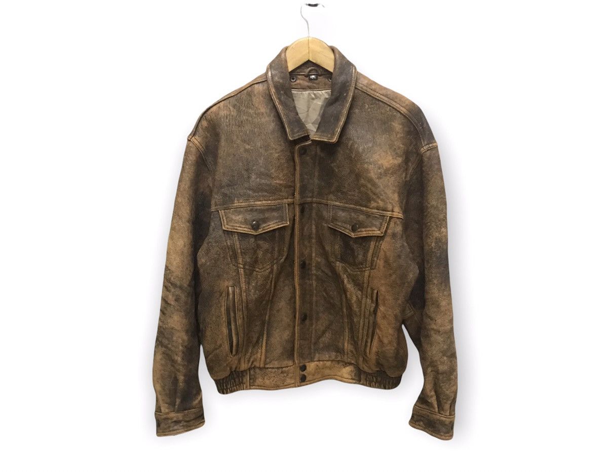 Les Artists × Vintage Vintage 80s Marilyn Monroe brown trucker leather jacket Size US M / EU 48-50 / 2 - 2 Thumbnail