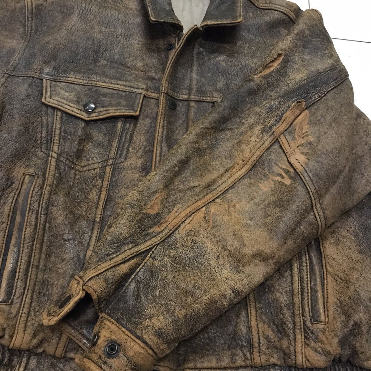 Les Artists × Vintage Vintage 80s Marilyn Monroe brown trucker leather jacket Size US M / EU 48-50 / 2 - 15 Thumbnail