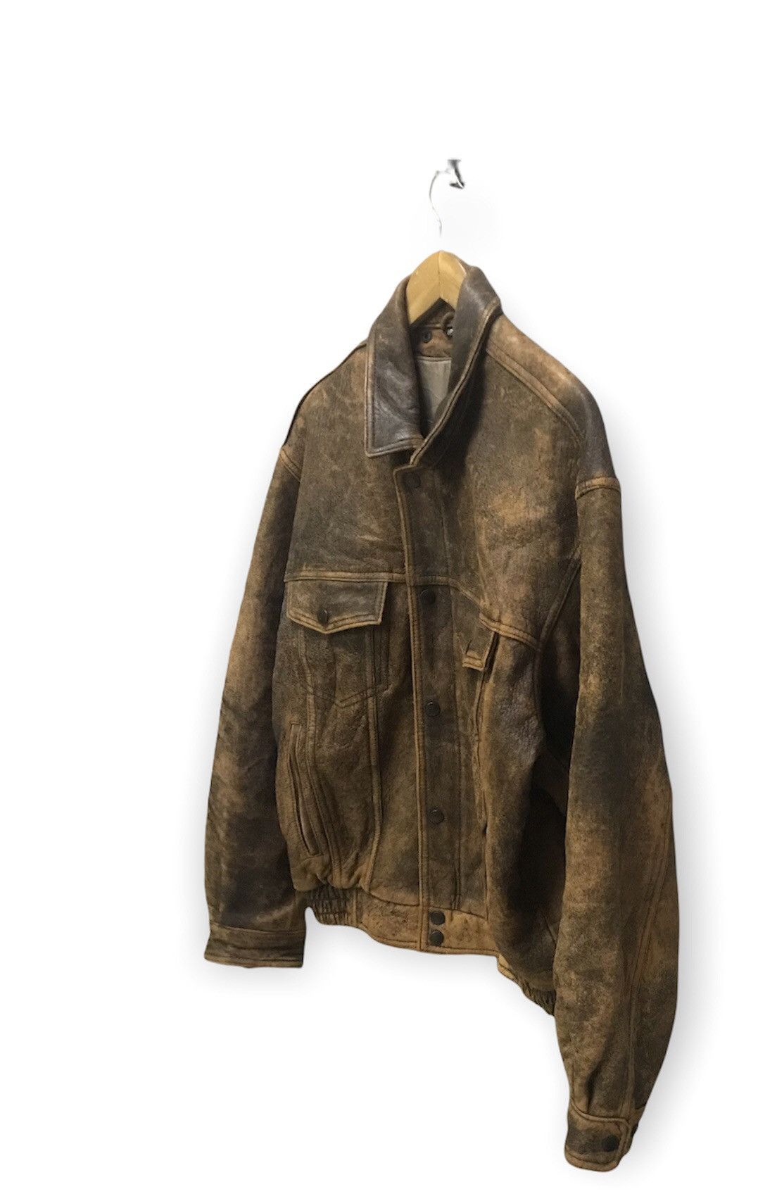 Les Artists × Vintage Vintage 80s Marilyn Monroe brown trucker leather jacket Size US M / EU 48-50 / 2 - 5 Thumbnail