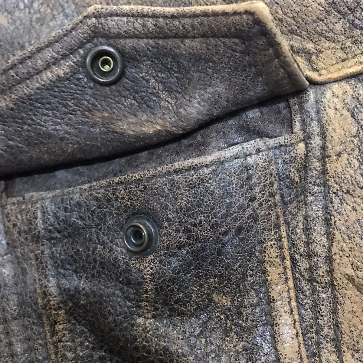 Les Artists × Vintage Vintage 80s Marilyn Monroe brown trucker leather jacket Size US M / EU 48-50 / 2 - 16 Thumbnail