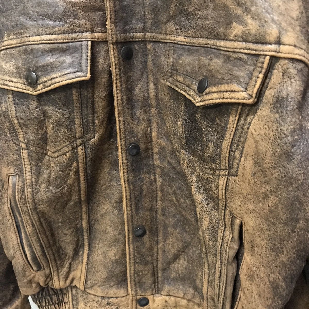 Les Artists × Vintage Vintage 80s Marilyn Monroe brown trucker leather jacket Size US M / EU 48-50 / 2 - 7 Thumbnail