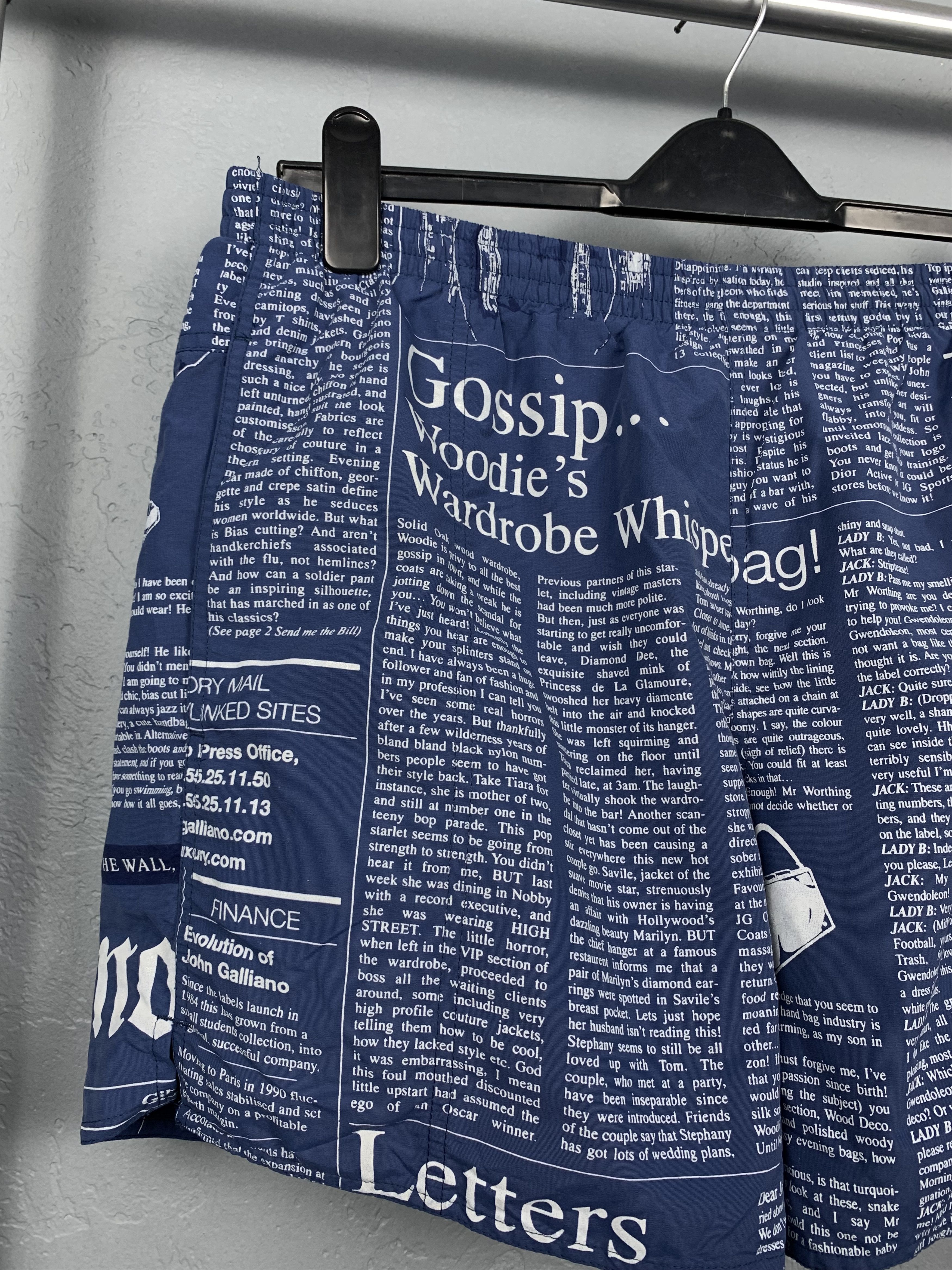 John Galliano × Vintage John Galliano Newspaper Nylon Shorts Size US 34 / EU 50 - 3 Thumbnail