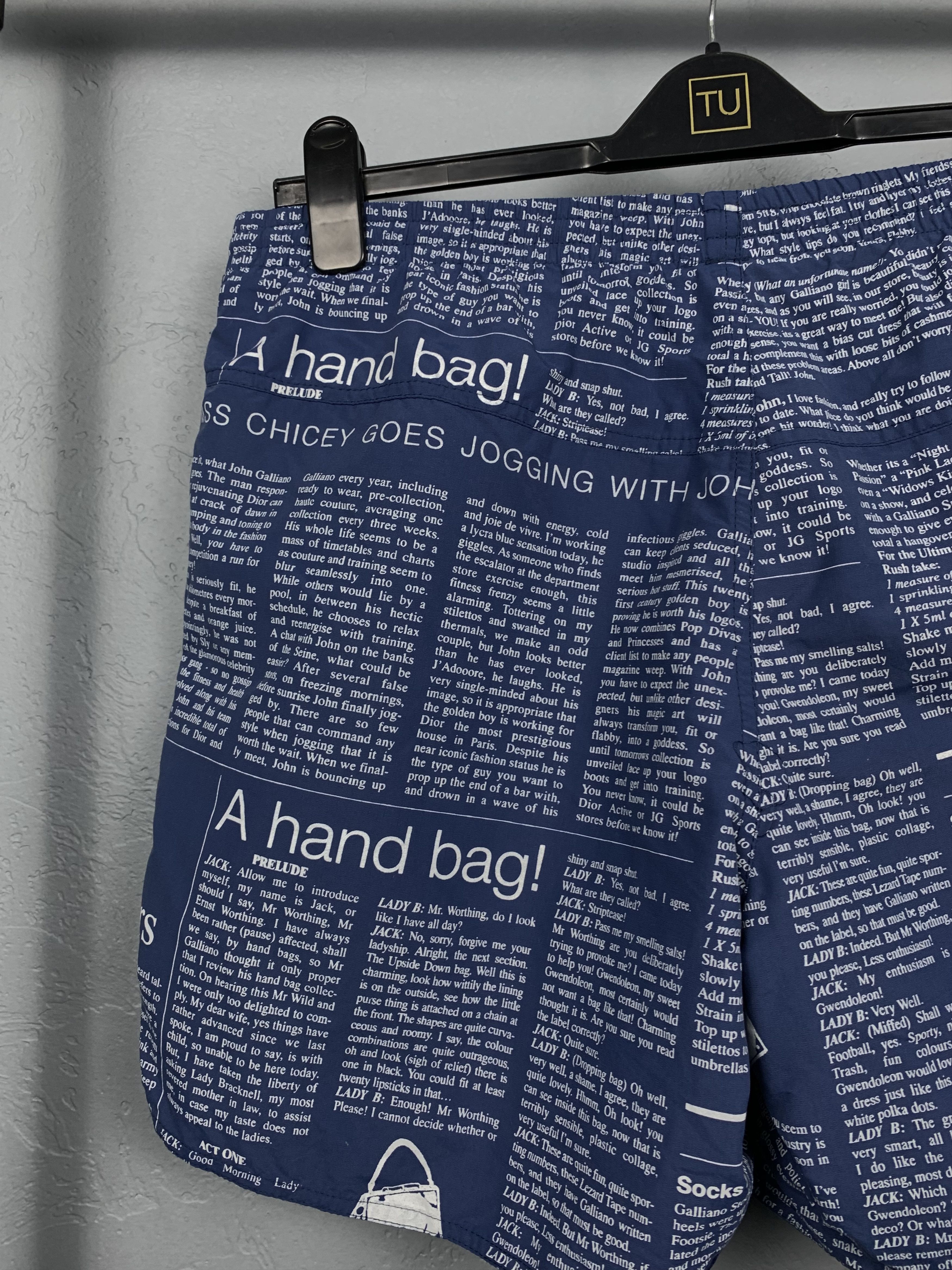John Galliano × Vintage John Galliano Newspaper Nylon Shorts Size US 34 / EU 50 - 7 Thumbnail