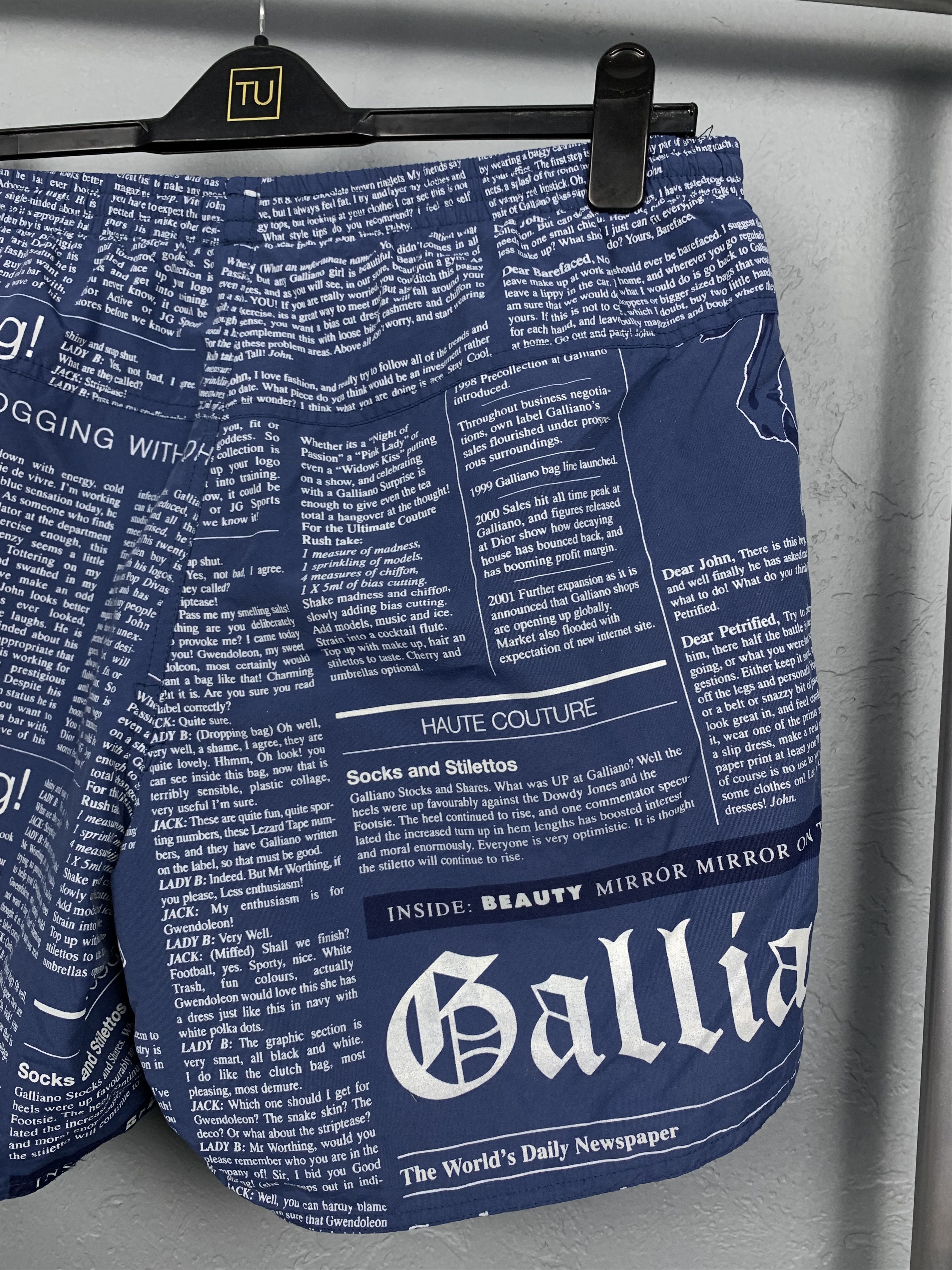 John Galliano × Vintage John Galliano Newspaper Nylon Shorts Size US 34 / EU 50 - 6 Thumbnail