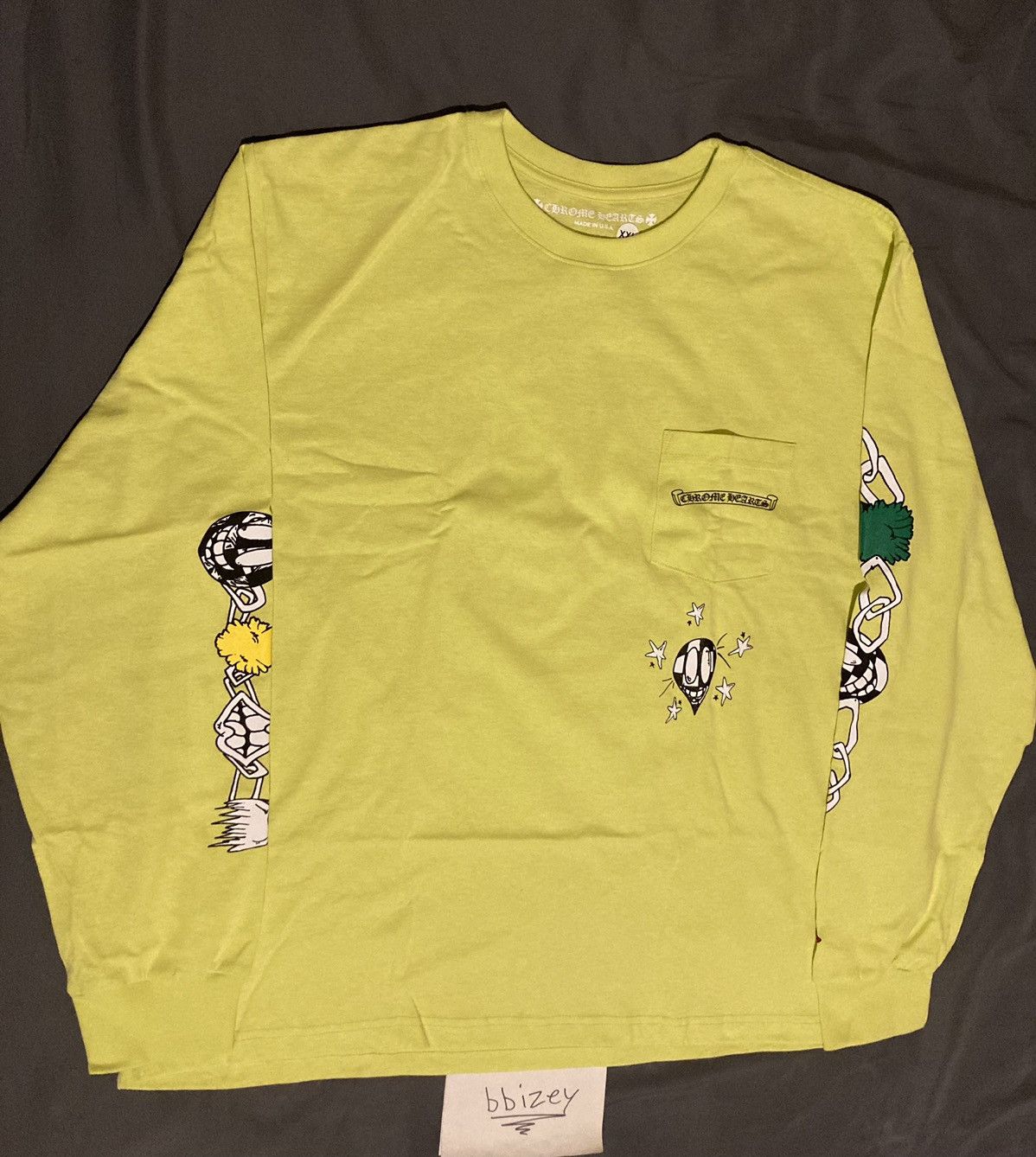 image of Chrome Hearts Matty Boy Link L/s T-Shirt Lime Green , Men's (Size 2XL)