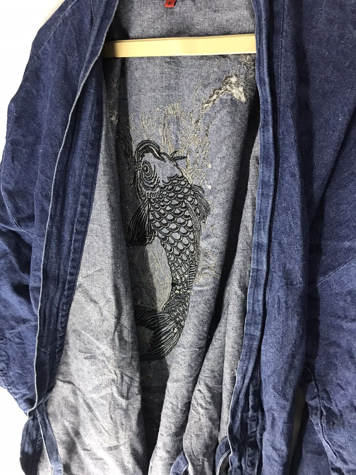 Japanese Brand × Vintage Denim kimono embroidered koi fish Size US XXL / EU 58 / 5 - 6 Thumbnail