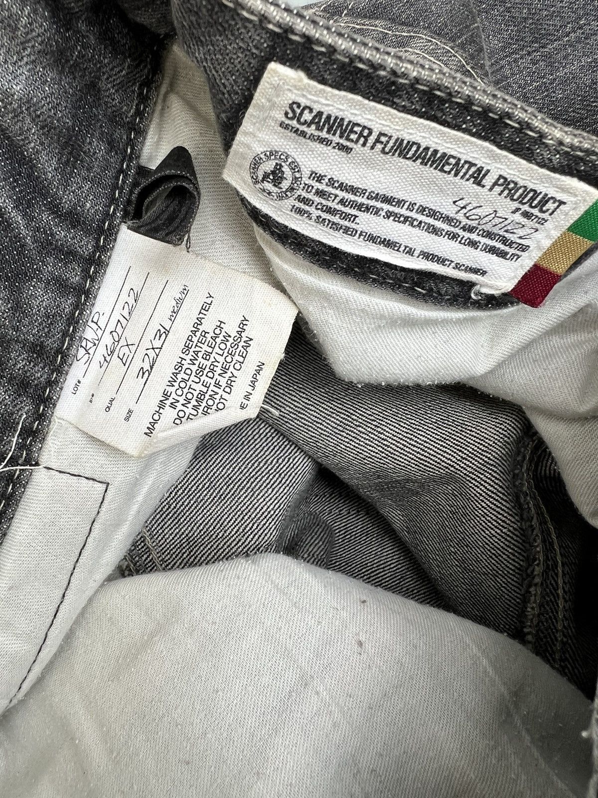 Vintage VTG SCANNER FUNDAMENTAL JAPAN Fade Black Denim Baggy Jeans Size US 32 / EU 48 - 17 Thumbnail