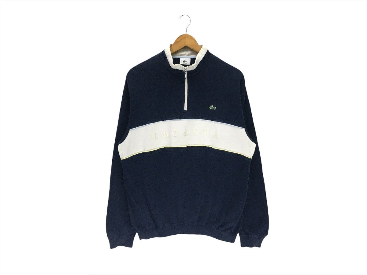 Lacoste × Vintage Vintage 2-Tone Lacoste Big Logo Half Zipper Sweatshirt Size US M / EU 48-50 / 2 - 1 Thumbnail