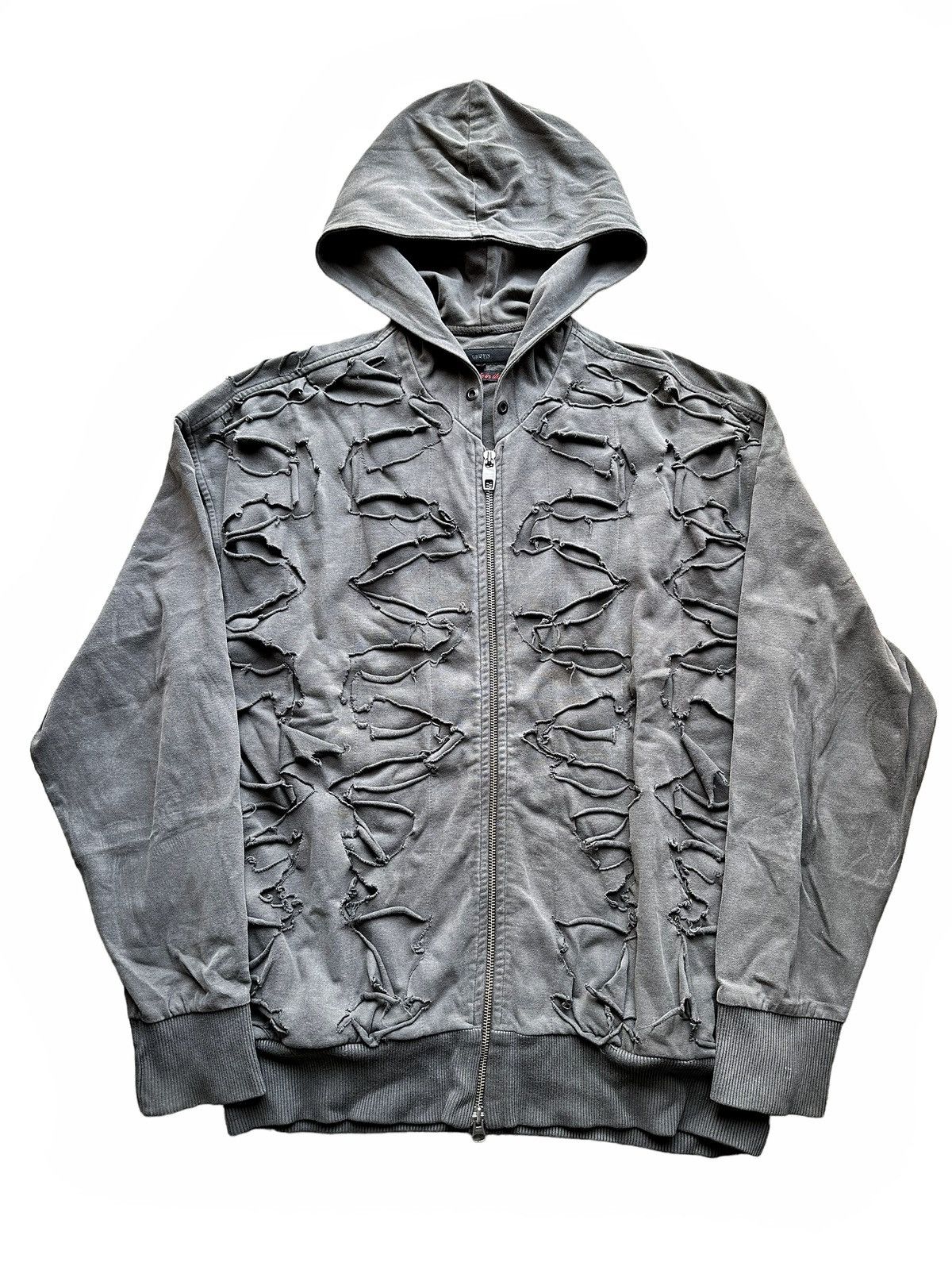 image of Griffin Y2K Blade Cut Distressed Hood in Grey, Men's (Size Small)