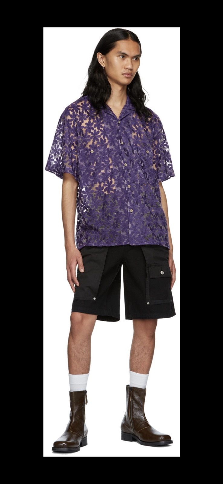 image of Andersson Bell Namibia Denim Carpenter Cargo Shorts in Black, Men's (Size 31)
