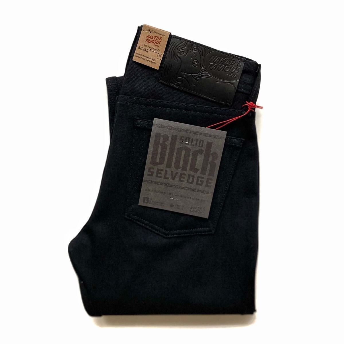 image of Naked Famous NWT Naked & Famous Weird Guy Solid Black Selvedge Denim, Men's (Size 33)