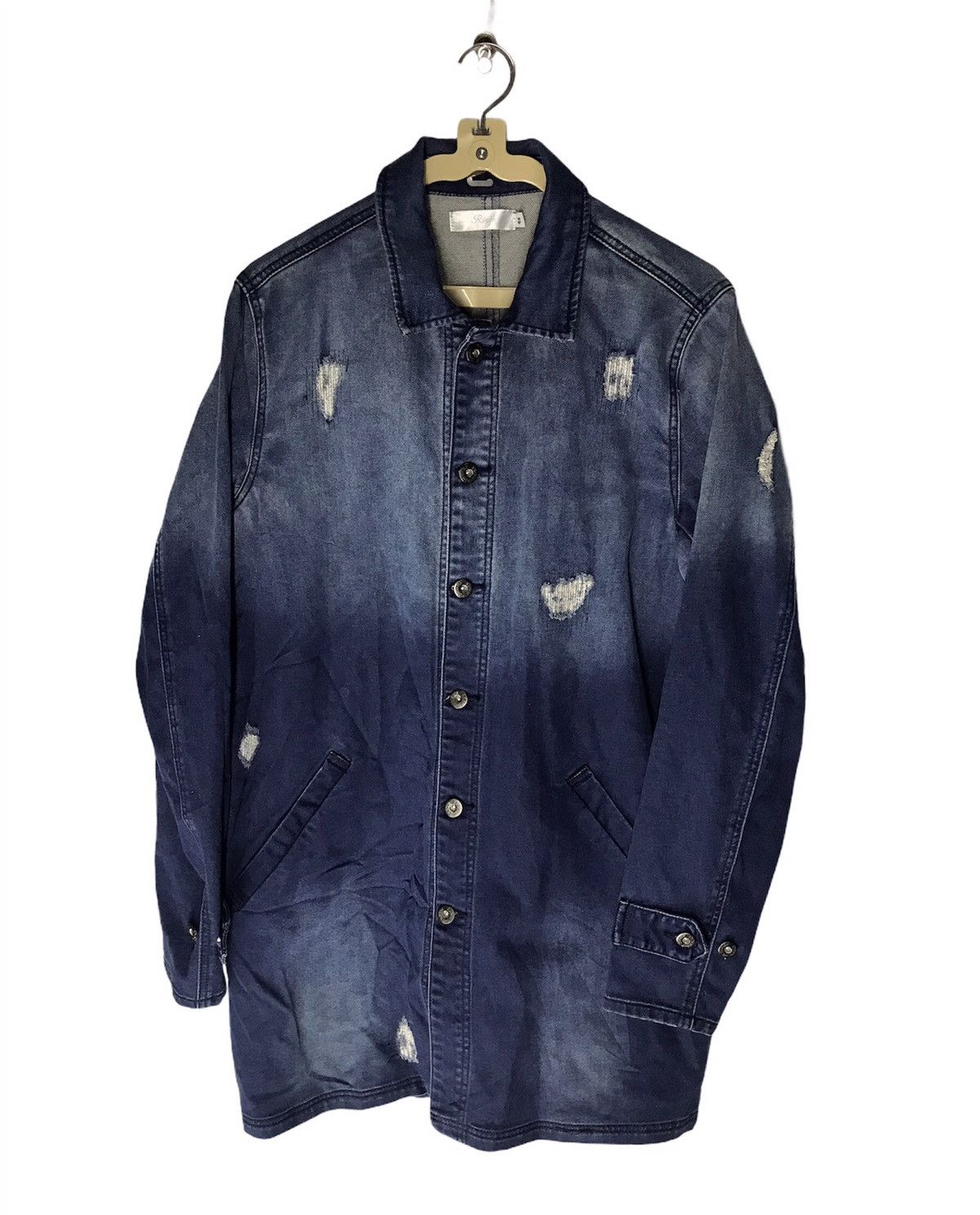 Japanese Brand Denim distressed button jacket by rings Size US S / EU 44-46 / 1 - 1 Thumbnail