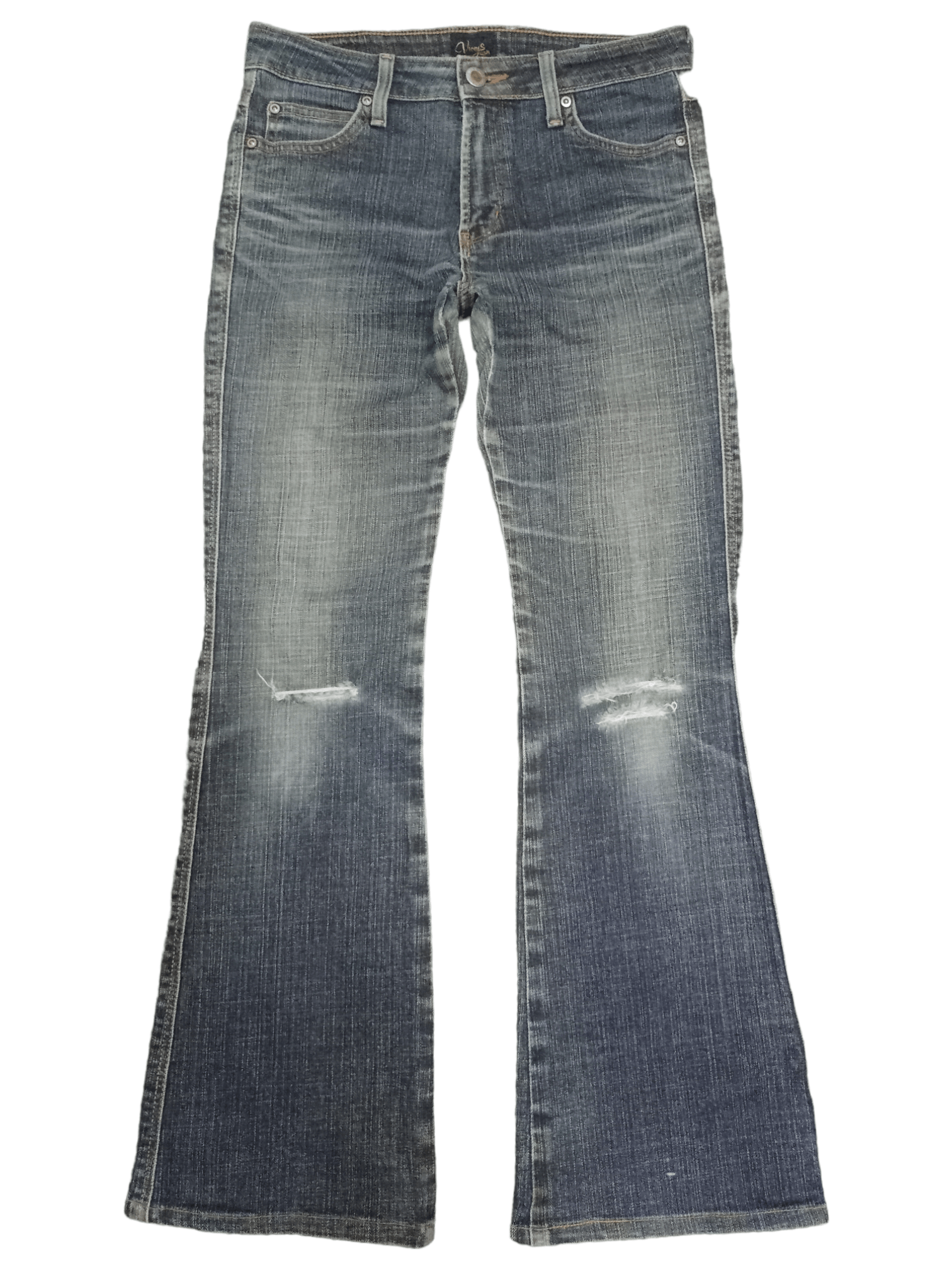 Edwin × Japanese Brand Vintage Edwin Japan Blue Wash Distressed Flare Jeans 28x28 Size 28" / US 6 / IT 42 - 1 Thumbnail