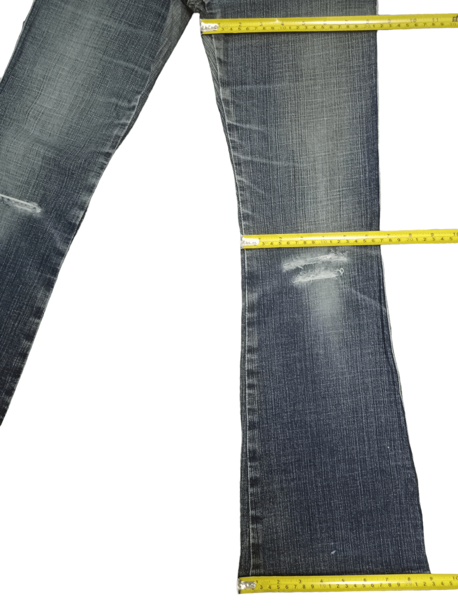 Edwin × Japanese Brand Vintage Edwin Japan Blue Wash Distressed Flare Jeans 28x28 Size 28" / US 6 / IT 42 - 12 Thumbnail