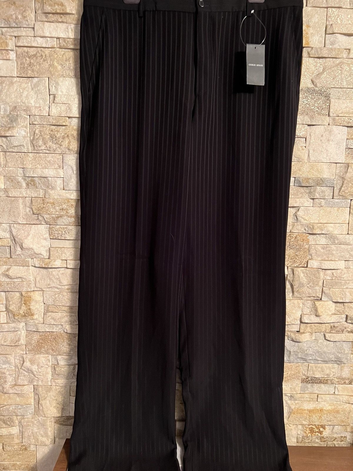 image of Giorgio Armani Black/grey Striped Pants Italy Size 58 Us 40, Men's