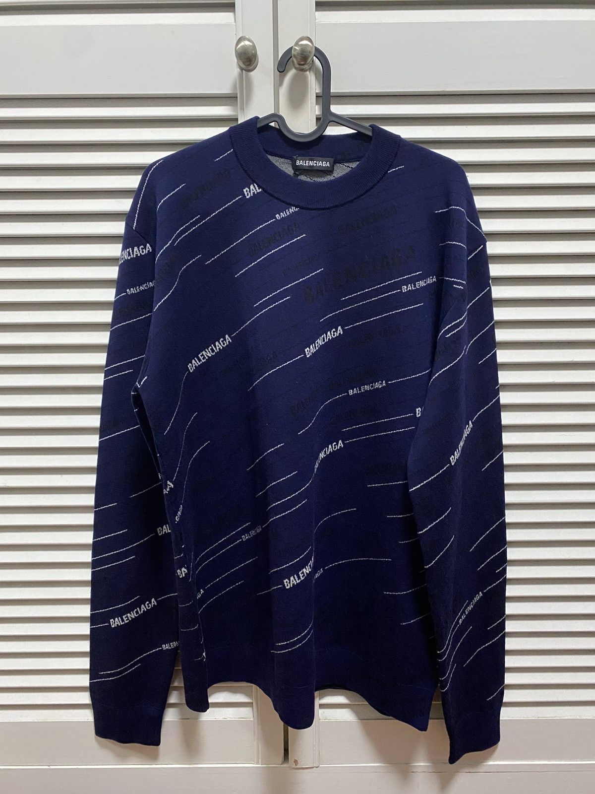 Balenciaga Logo Wool Sweater Knitwear Size US M / EU 48-50 / 2 - 1 Thumbnail