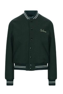 Celine Homme Teddy Appliquéd Virgin Wool-Blend and Leather Varsity Jacket - Men - Green Coats and Jackets - S