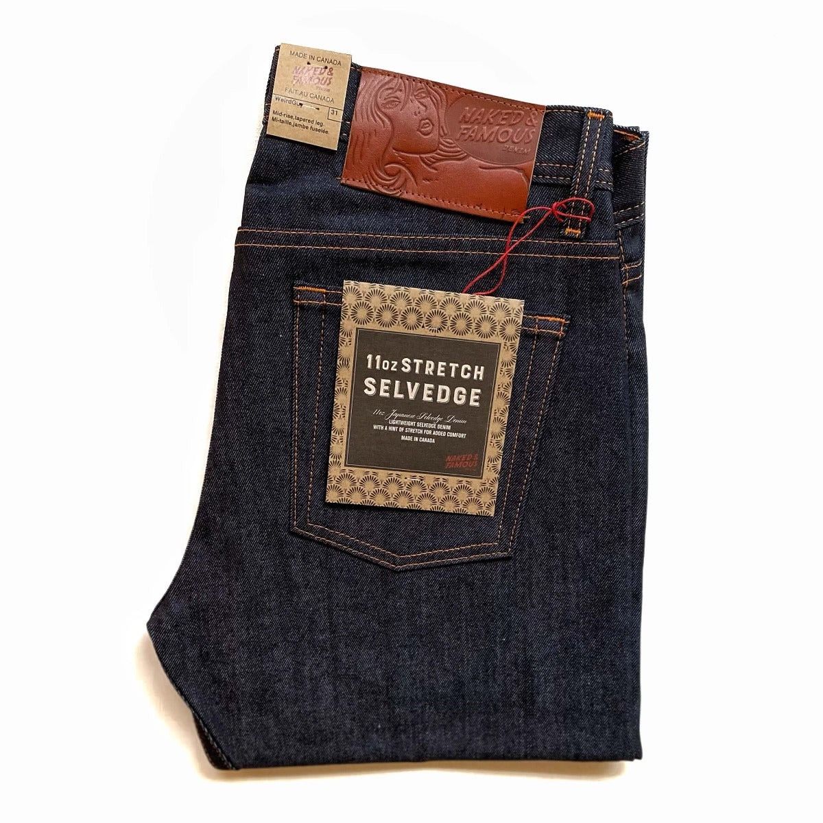 image of Naked Famous NWT Naked & Famous Weird Guy 11Oz Stretch Selvedge in Blue, Men's (Size 33)