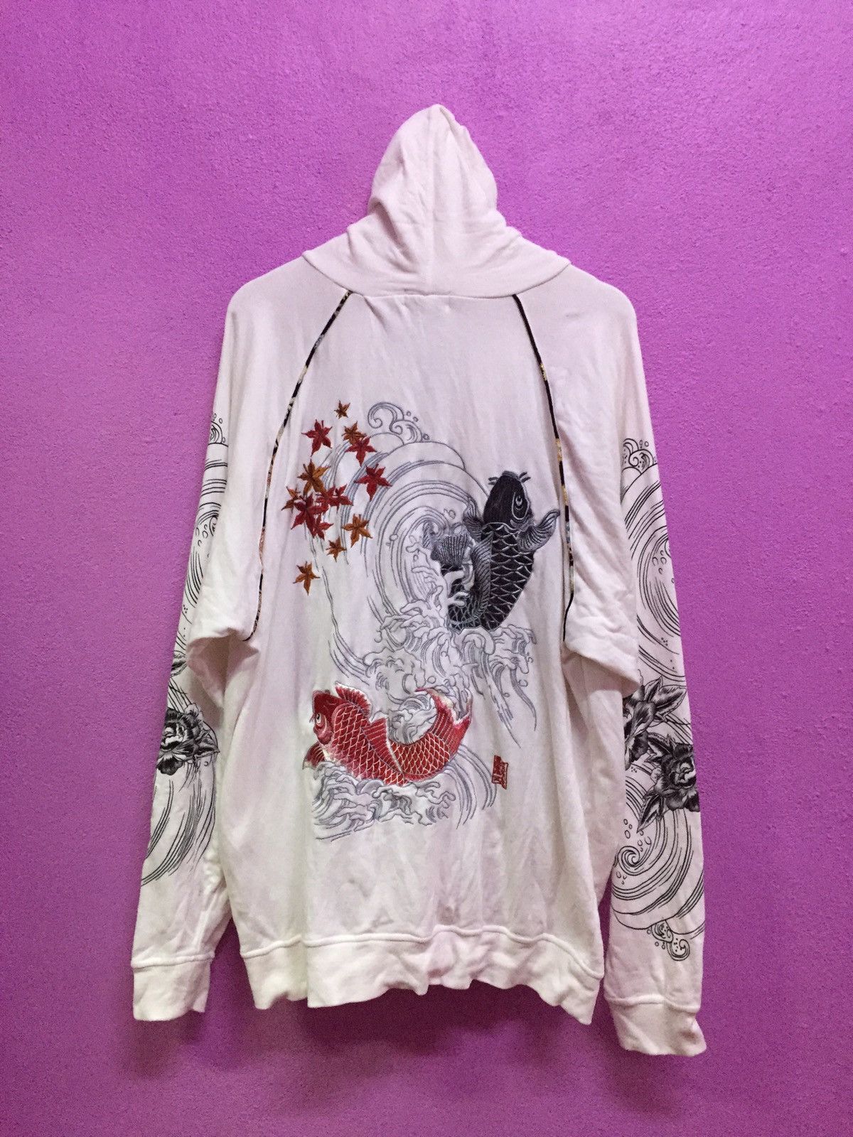 Japanese Brand Karakuri Tamashii Big Fish Koi Embroidered Hoodies Size 3L Size US L / EU 52-54 / 3 - 1 Thumbnail