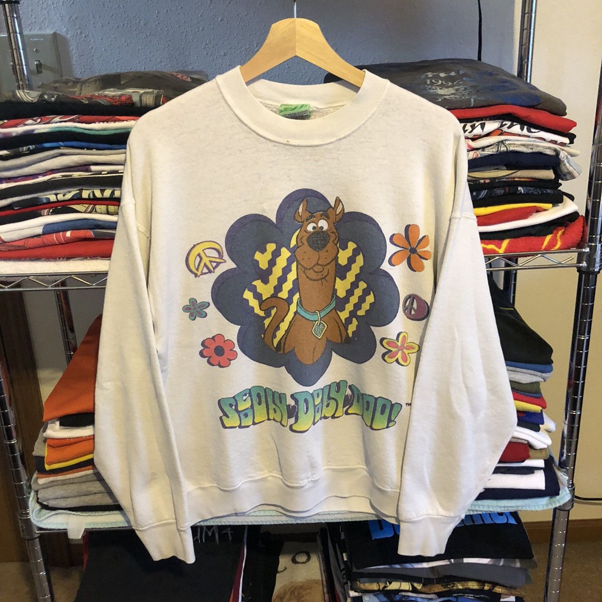 image of Cartoon Network Scooby Doo Sweatshirt in White, Men's (Size Large)