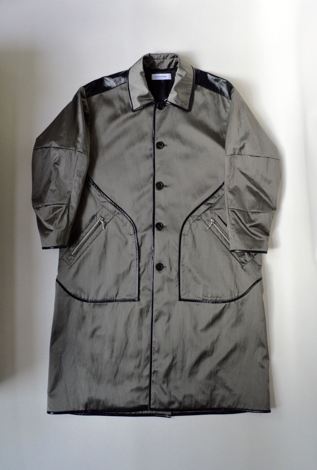image of Kiko Kostadinov A/w 19 ‘Midnight Stripe’ Overcoat in Gray/Black, Men's (Size Medium)