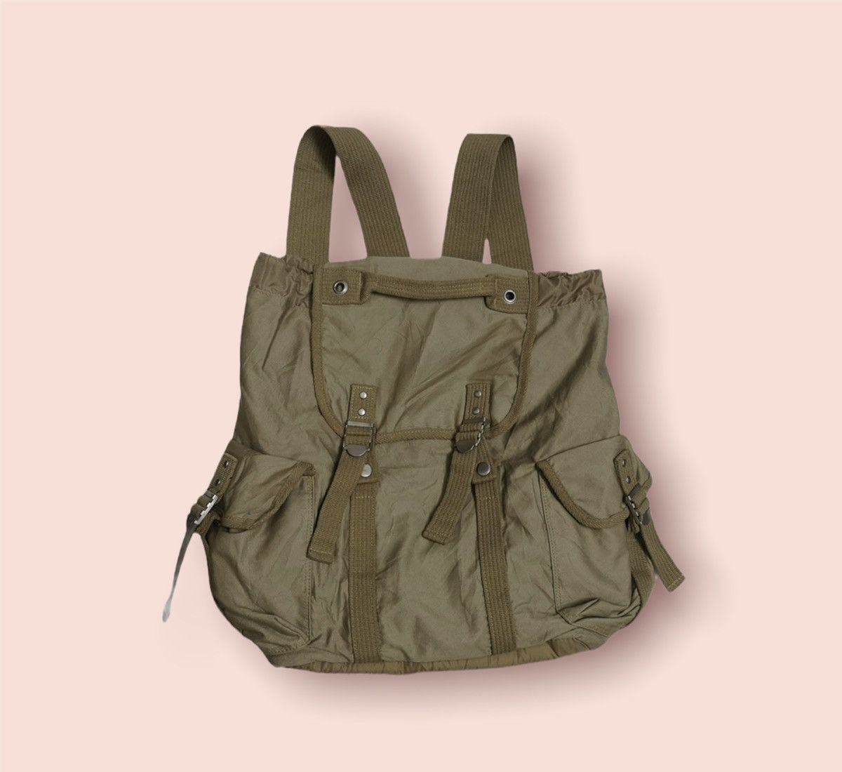 image of Archival Clothing x Jun Takahashi Archival Uniqlo Army Style Backpack /rucksack in Old Khaki, Men's