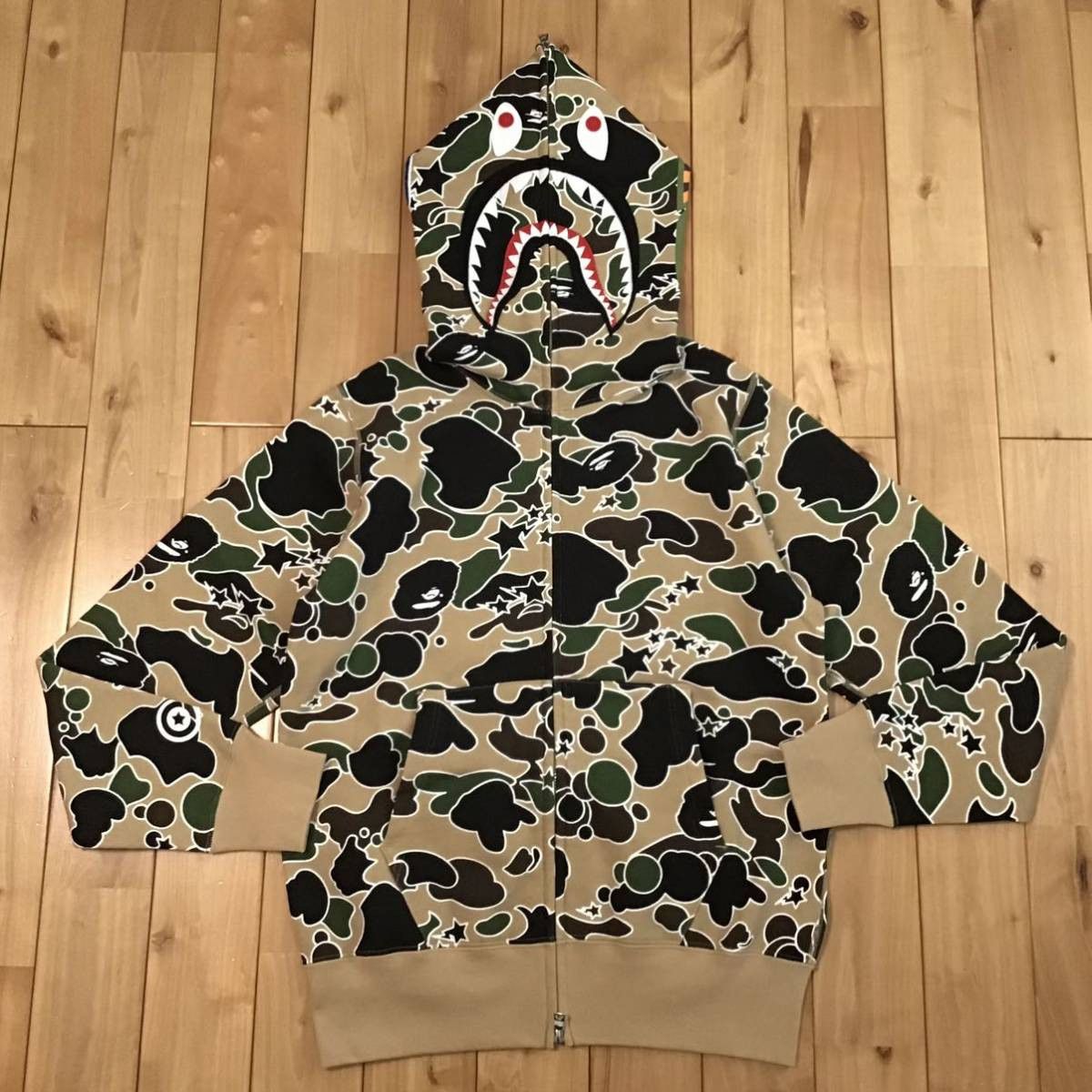 AUTHENTIC A BATHING APE BAPE STA CAMO SHARK FULL ZIP HOODIE MULTI 2XL MENS  NEW