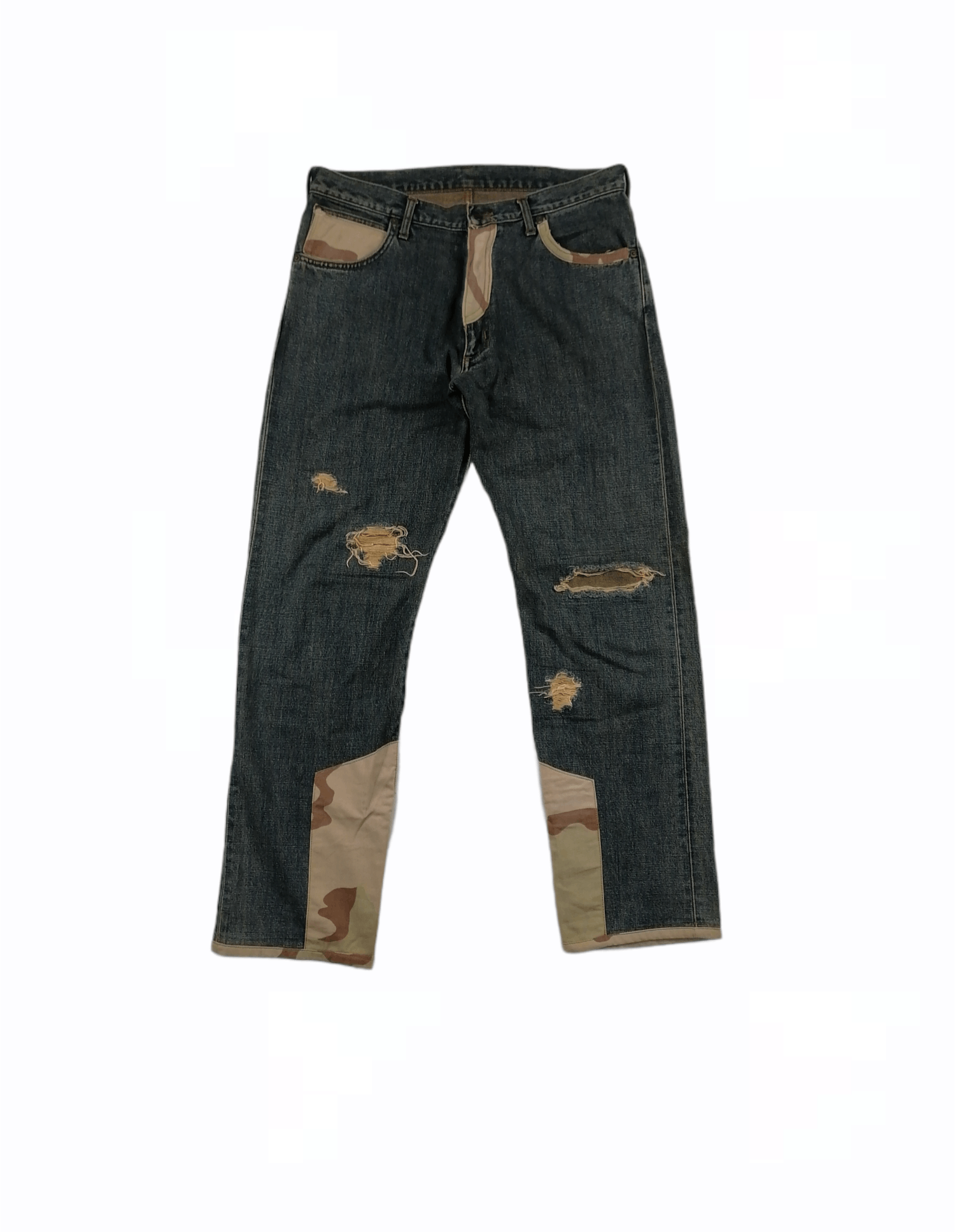 Wrangler Wrangler Reconstructed Patchwork Camo Distressed Denim Jeans Size US 33 - 1 Thumbnail