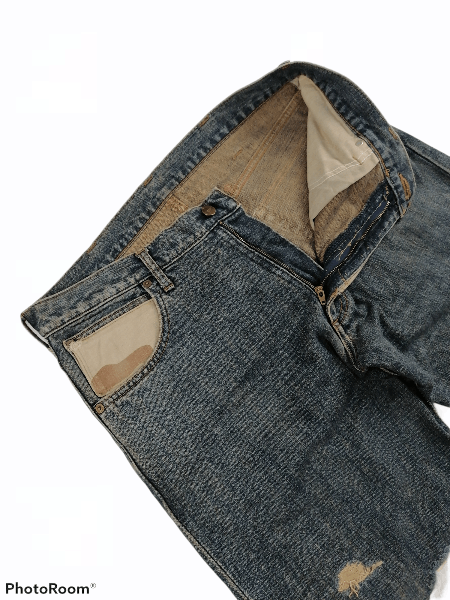 Wrangler Wrangler Reconstructed Patchwork Camo Distressed Denim Jeans Size US 33 - 4 Thumbnail