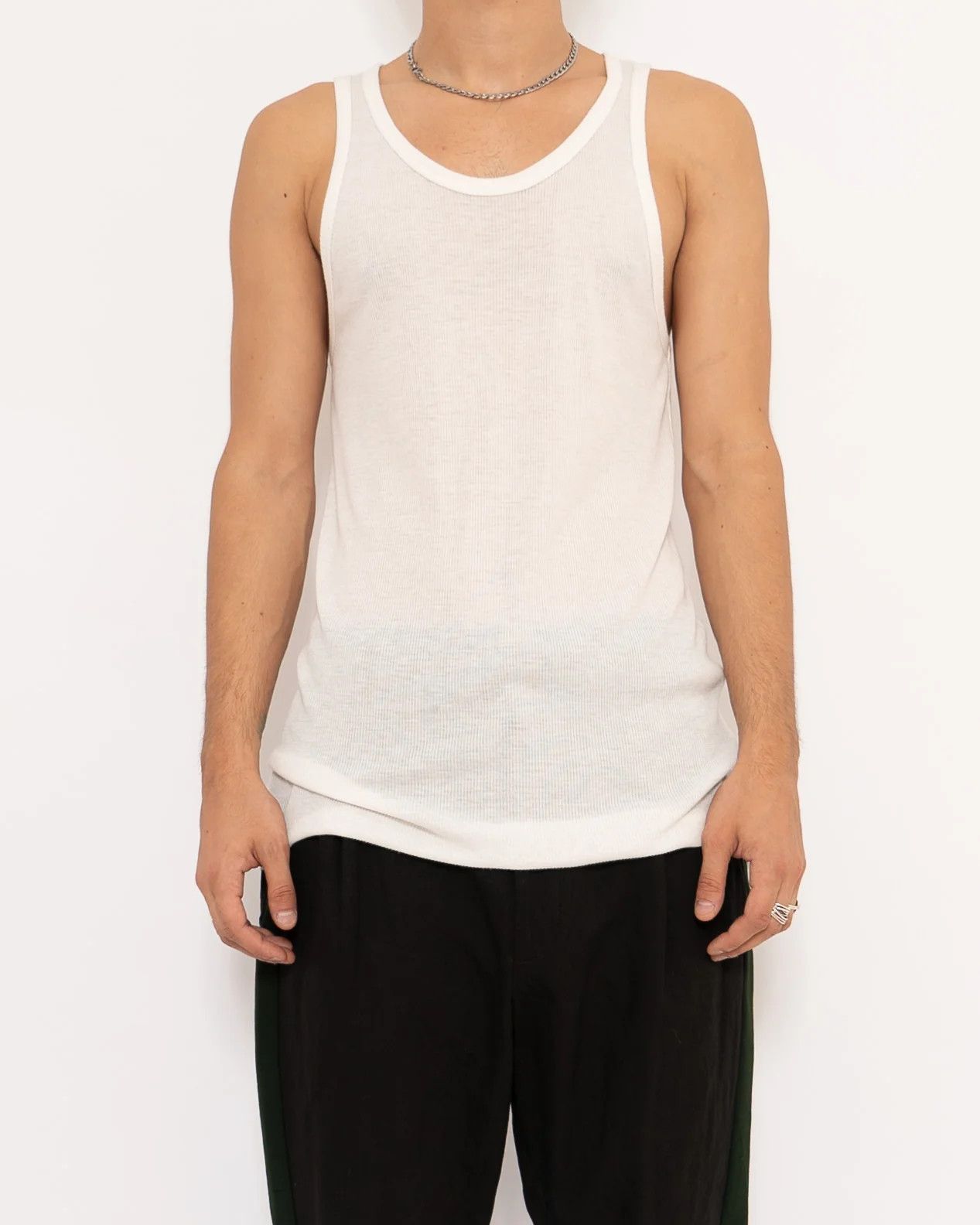 Haider Ackermann SS20 Ivory White Ribbed Tanktop Size US XL / EU 56 / 4 - 1 Thumbnail
