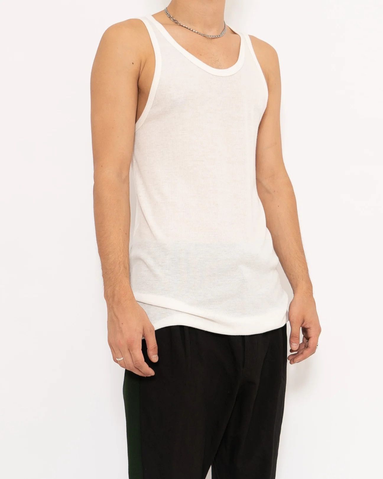 Haider Ackermann SS20 Ivory White Ribbed Tanktop Size US XL / EU 56 / 4 - 2 Thumbnail