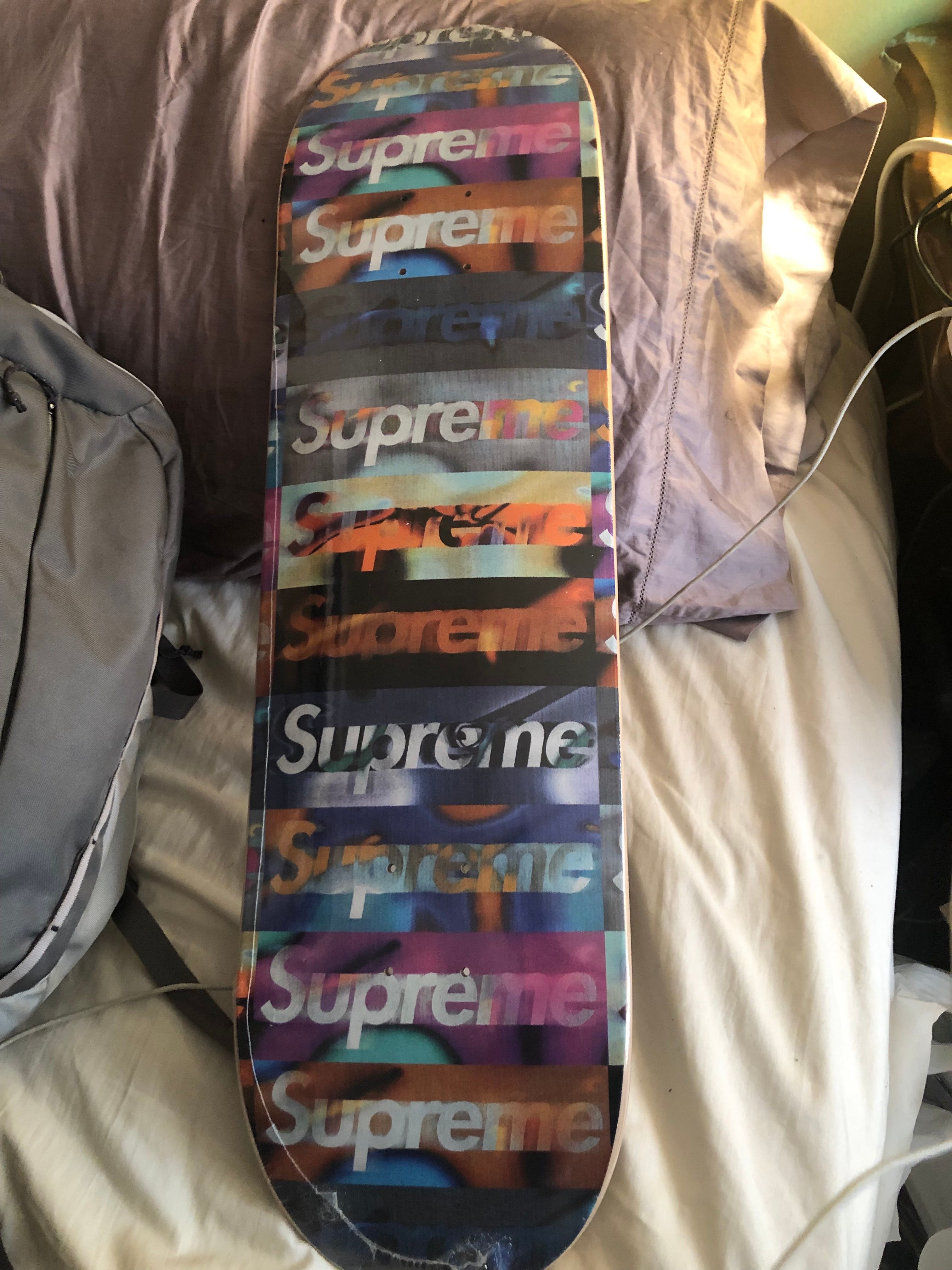 Supreme Supreme Distorted Logo Skateboard Deck Black world famous