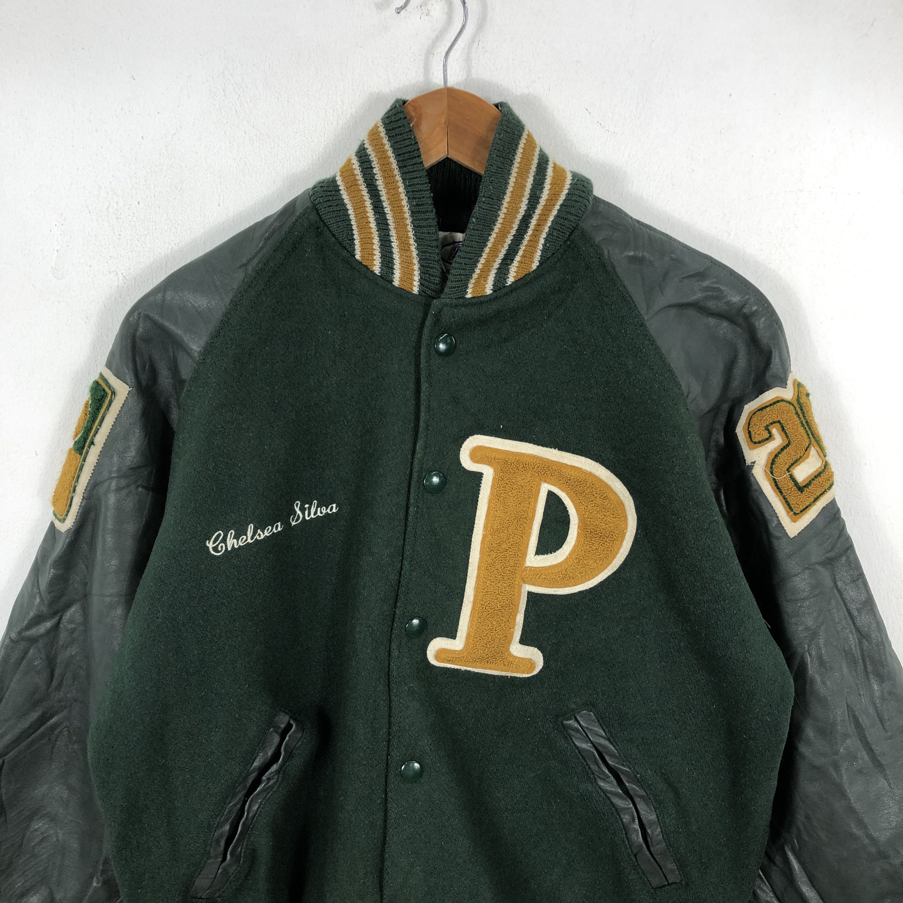 Vintage Vintage 90s Neff Chelsea Silva Varsity Jacket Leather Sleeve Size US M / EU 48-50 / 2 - 3 Thumbnail