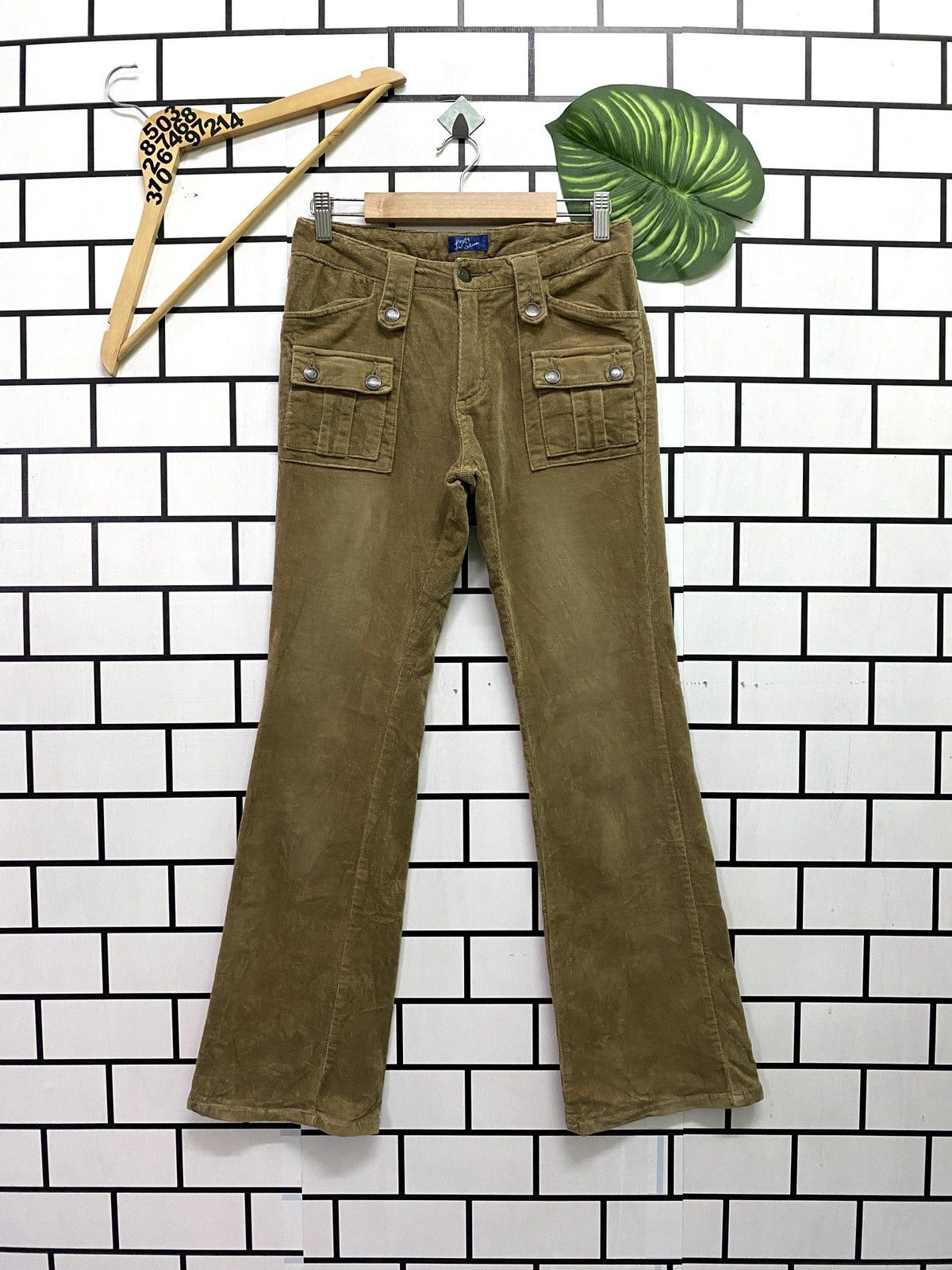 image of Japanese Made Lady Blue Lowwaist Corduroy Bootcut Bush Pant in Brown, Men's (Size 26)