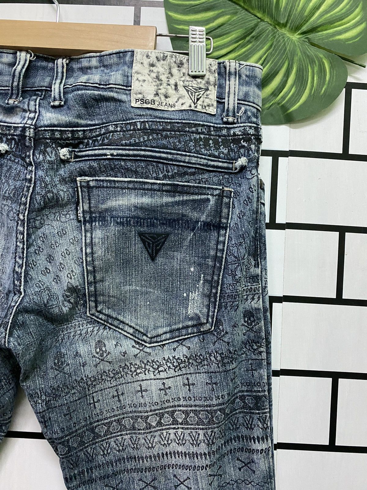 Japanese Brand Motive Design PSGB Tribal Designer Jeans Size US 32 / EU 48 - 13 Thumbnail
