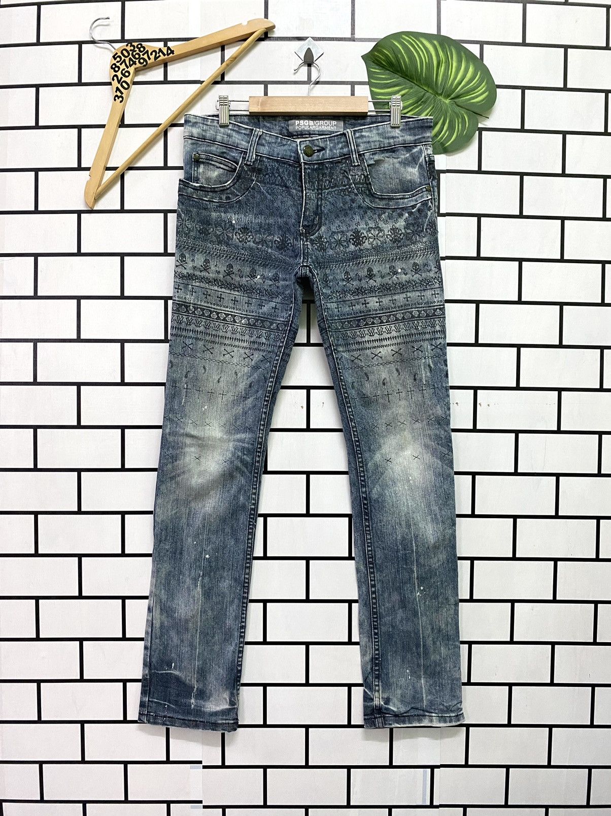 Japanese Brand Motive Design PSGB Tribal Designer Jeans Size US 32 / EU 48 - 1 Thumbnail