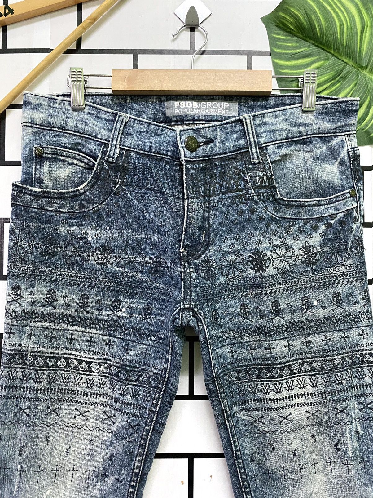 Japanese Brand Motive Design PSGB Tribal Designer Jeans Size US 32 / EU 48 - 3 Thumbnail