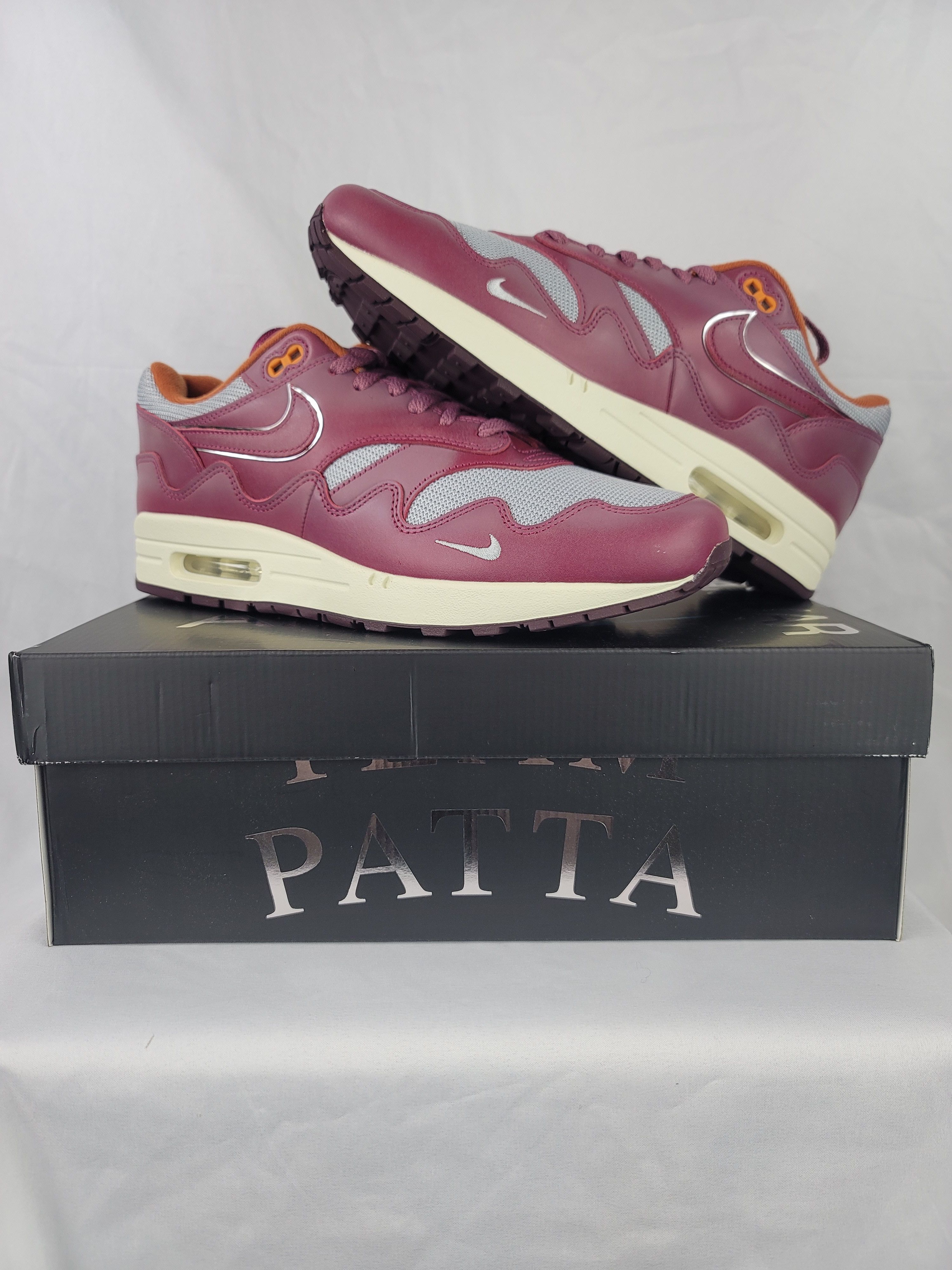 image of Nike Air Max 1 Patta Waves Rush Maroon (No Bracelet) Shoes, Men's (Size 11)