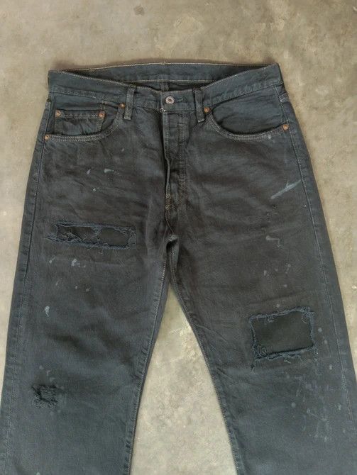 Levi's Vintage Levi's 501 Black Distressed Painter Jeans 33x32 Size US 33 - 1 Thumbnail