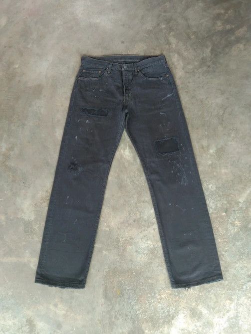 Levi's Vintage Levi's 501 Black Distressed Painter Jeans 33x32 Size US 33 - 4 Thumbnail