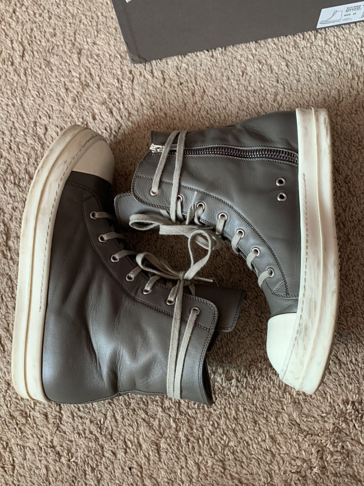 Rick Owens Leather Ramones Dust Milk mainline dunk Sz 43 10 Size US 10 / EU 43 - 4 Thumbnail